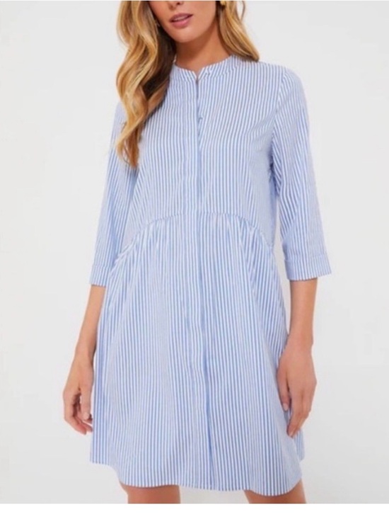 Tuckernuck Dresses & Skirts - NWT Tuckernuck Women’s XXl Blue Stripe Royal Shirt Dress 3/4 Sleeves Preppy